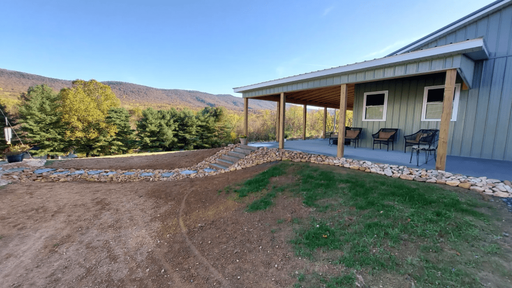 grass and walkway in front of house
