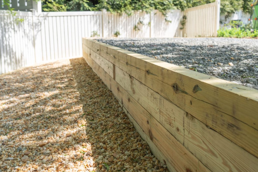 wall holding back gravel