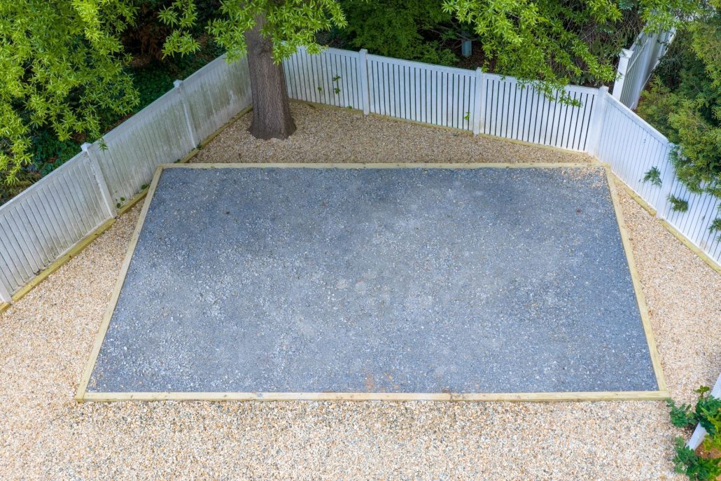 rectangular foundation of gravel